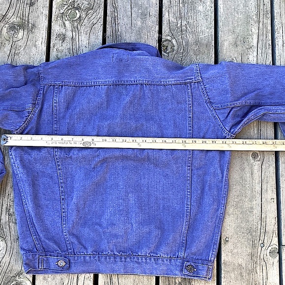 VINTAGE Levi’s Type Jacket Trucker Blue Purple Denim Cotton Silver Size XL - Picture 10 of 10